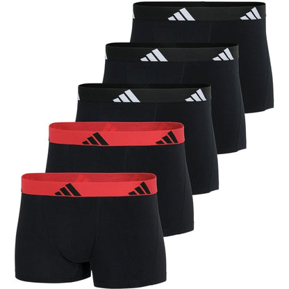 Black-Red - Front - Adidas Mens Active Flex Boxer Shorts (Pack of 5)