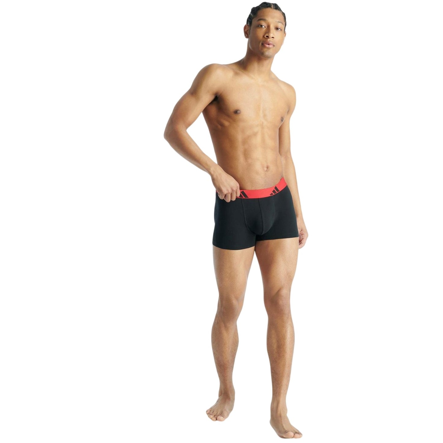 Black-Red - Side - Adidas Mens Active Flex Boxer Shorts (Pack of 5)