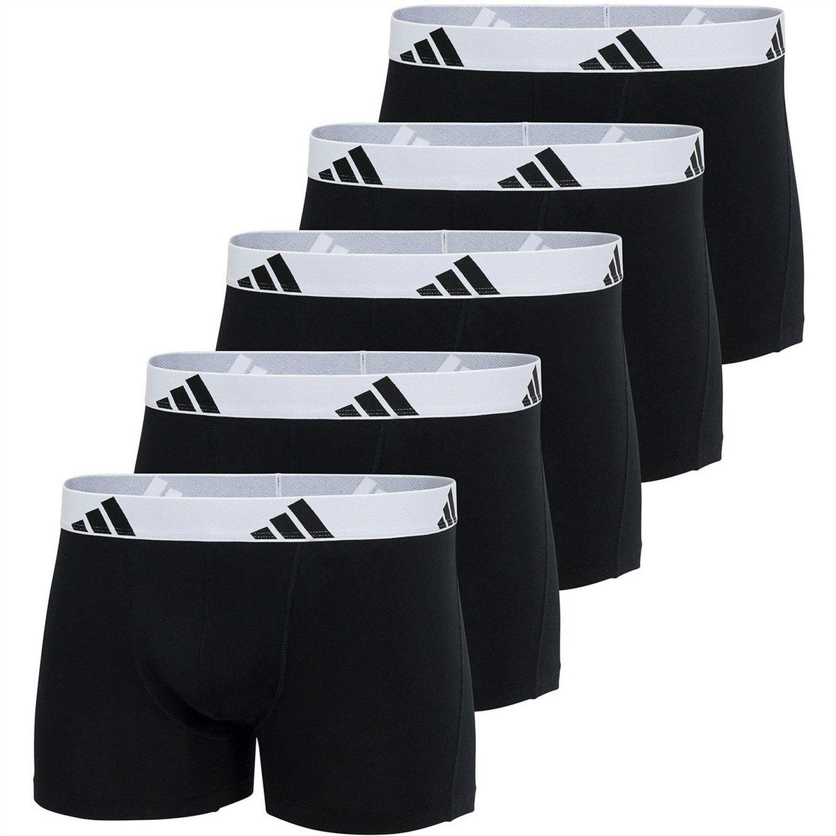 Black-White - Front - Adidas Mens Active Flex Boxer Shorts (Pack of 5)