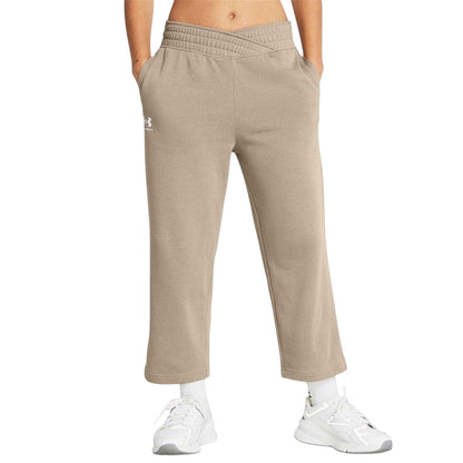 Brown - Lifestyle - Under Armour Womens-Ladies Terry Towel Cropped Wide Leg Tracksuit Bottoms