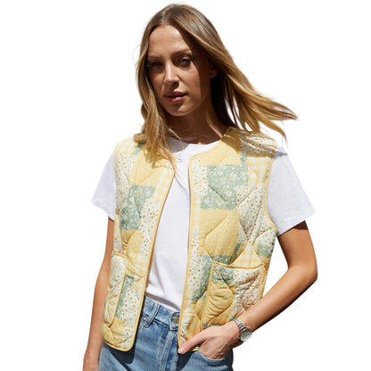 Lemon - Front - Threadbare Womens-Ladies Cabos Patchwork Quilted Regular Gilet