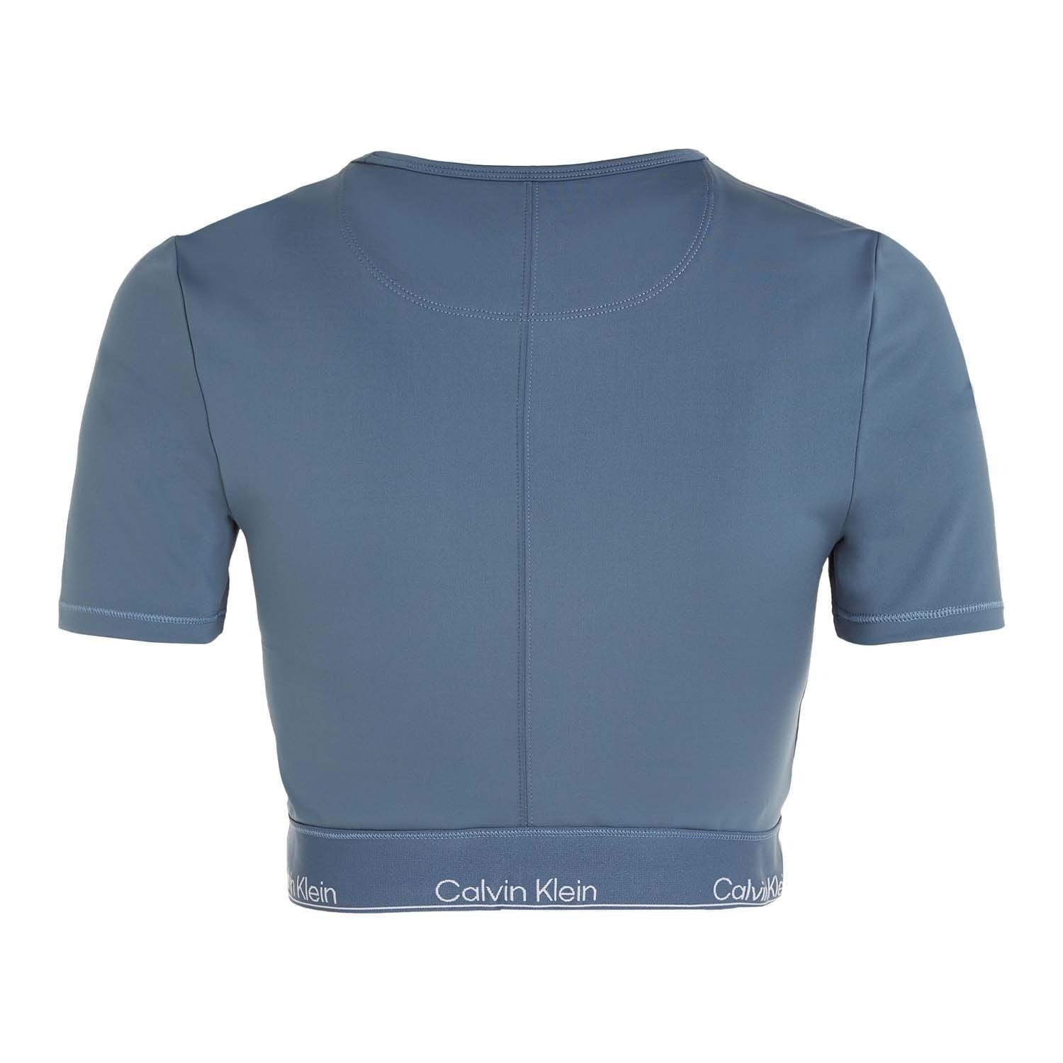 Blue - Back - Calvin Klein Womens-Ladies Gym Crop T-Shirt