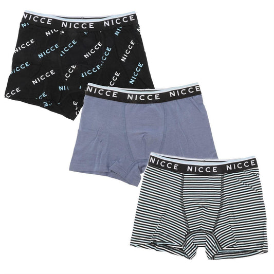 Multicoloured - Front - Nicce Boys Carlino Cotton Blend Boxer Shorts (Pack of 3)