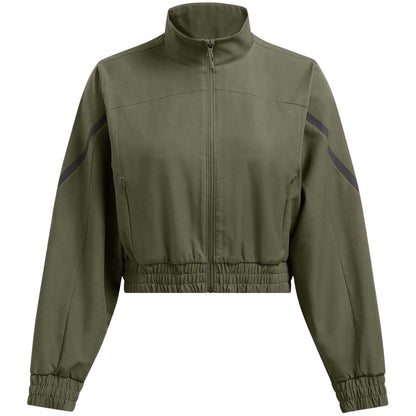 Green - Front - Under Armour Womens-Ladies Funnel Neck Long-Sleeved Top