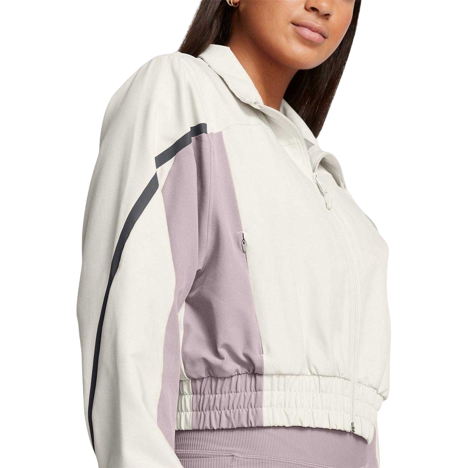 White - Side - Under Armour Womens-Ladies Funnel Neck Long-Sleeved Top