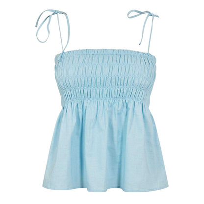 Blue - Front - Jack Wills Womens-Ladies Shirred Sleeveless Top