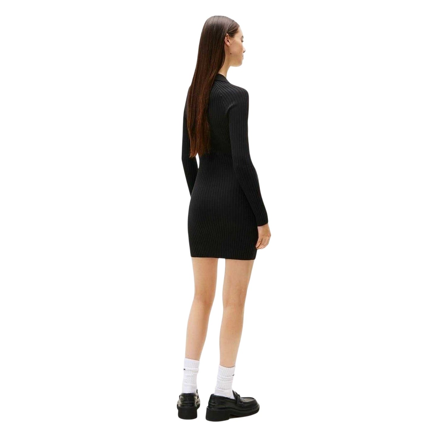 Black - Back - Tommy Jeans Womens-Ladies Badge Ribbed Mini Dress