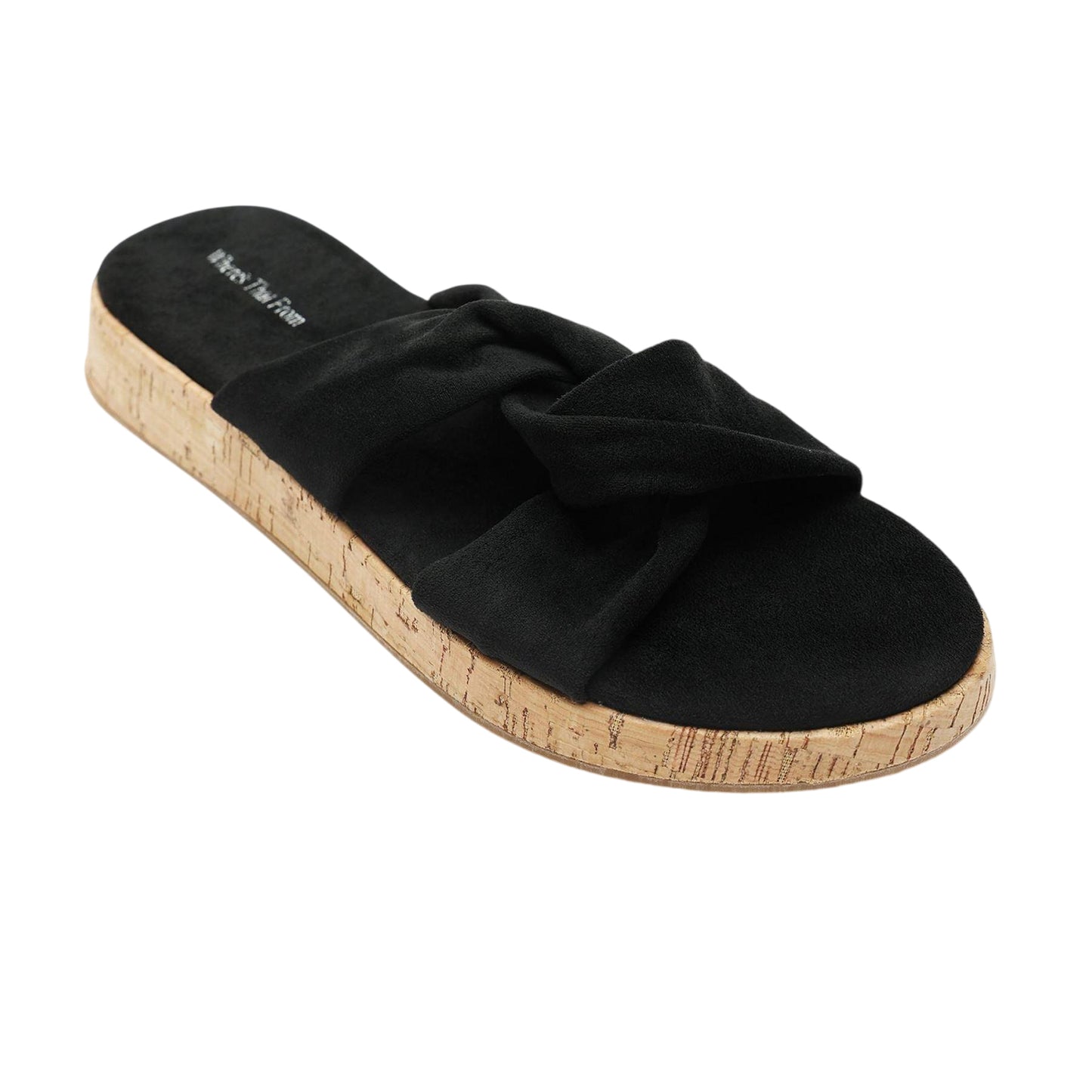 Black - Back - Where´s That From Womens-Ladies Knotted Cork Sandals