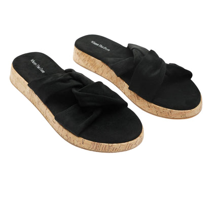 Black - Side - Where´s That From Womens-Ladies Knotted Cork Sandals