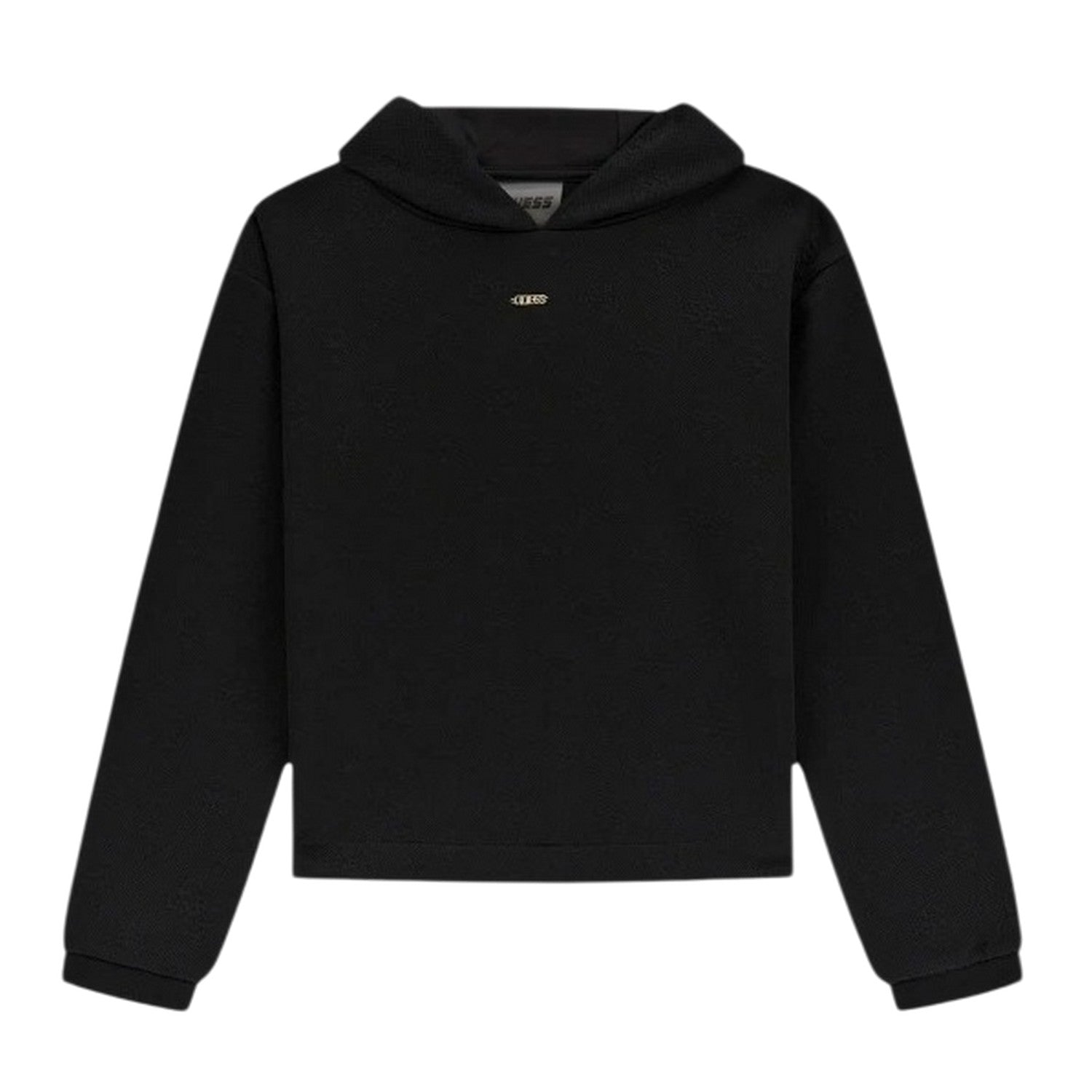 Black - Front - Guess Childrens-Kids Logo Hoodie