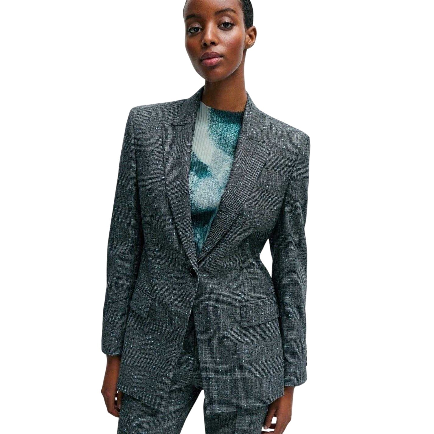 Black - Side - Boss Womens-Ladies Notch Neck Regular Suit Jacket