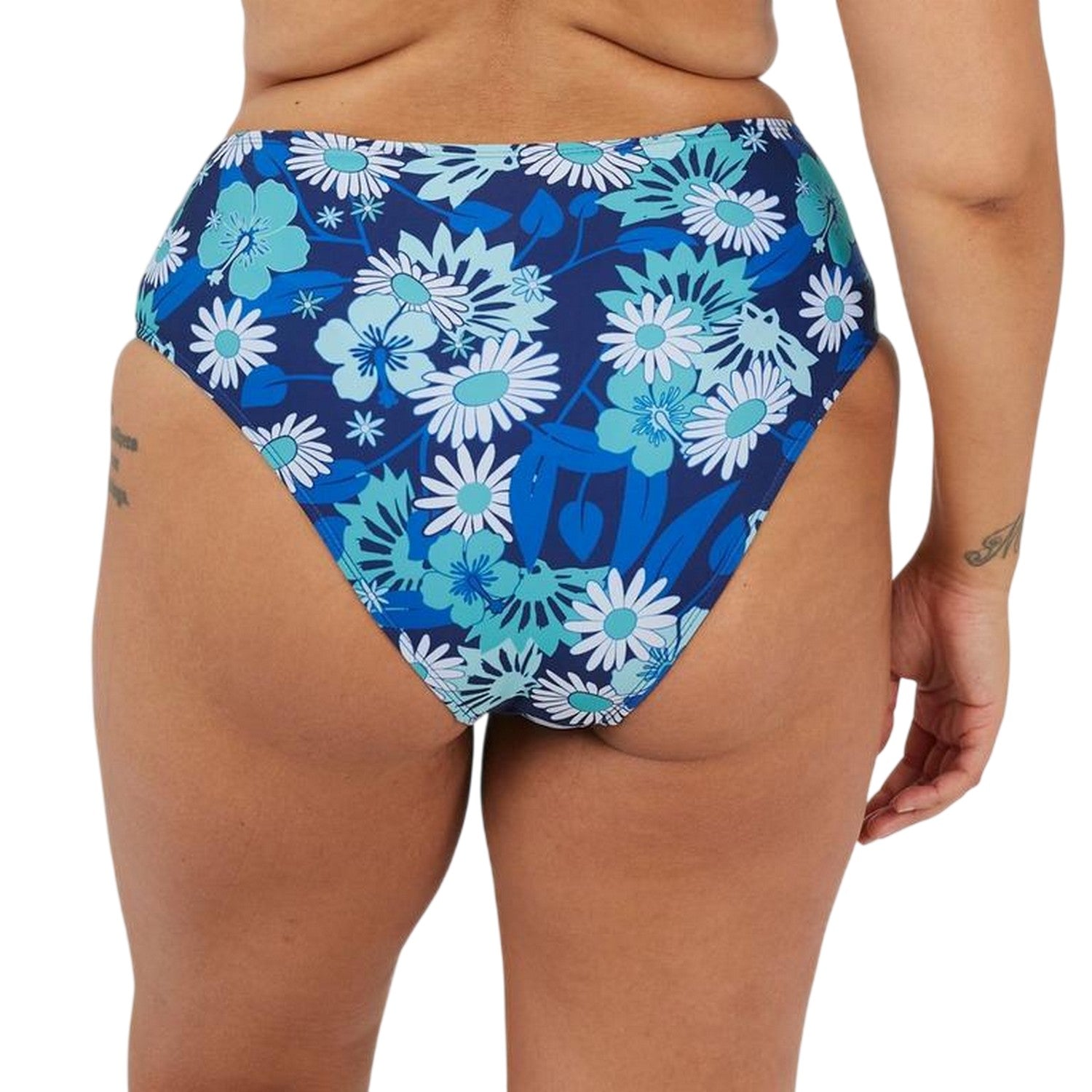 Blue - Back - Brave Soul Womens-Ladies All-Over Print High Waist Bikini Bottoms
