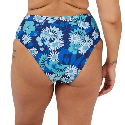 Blue - Back - Brave Soul Womens-Ladies All-Over Print High Waist Bikini Bottoms