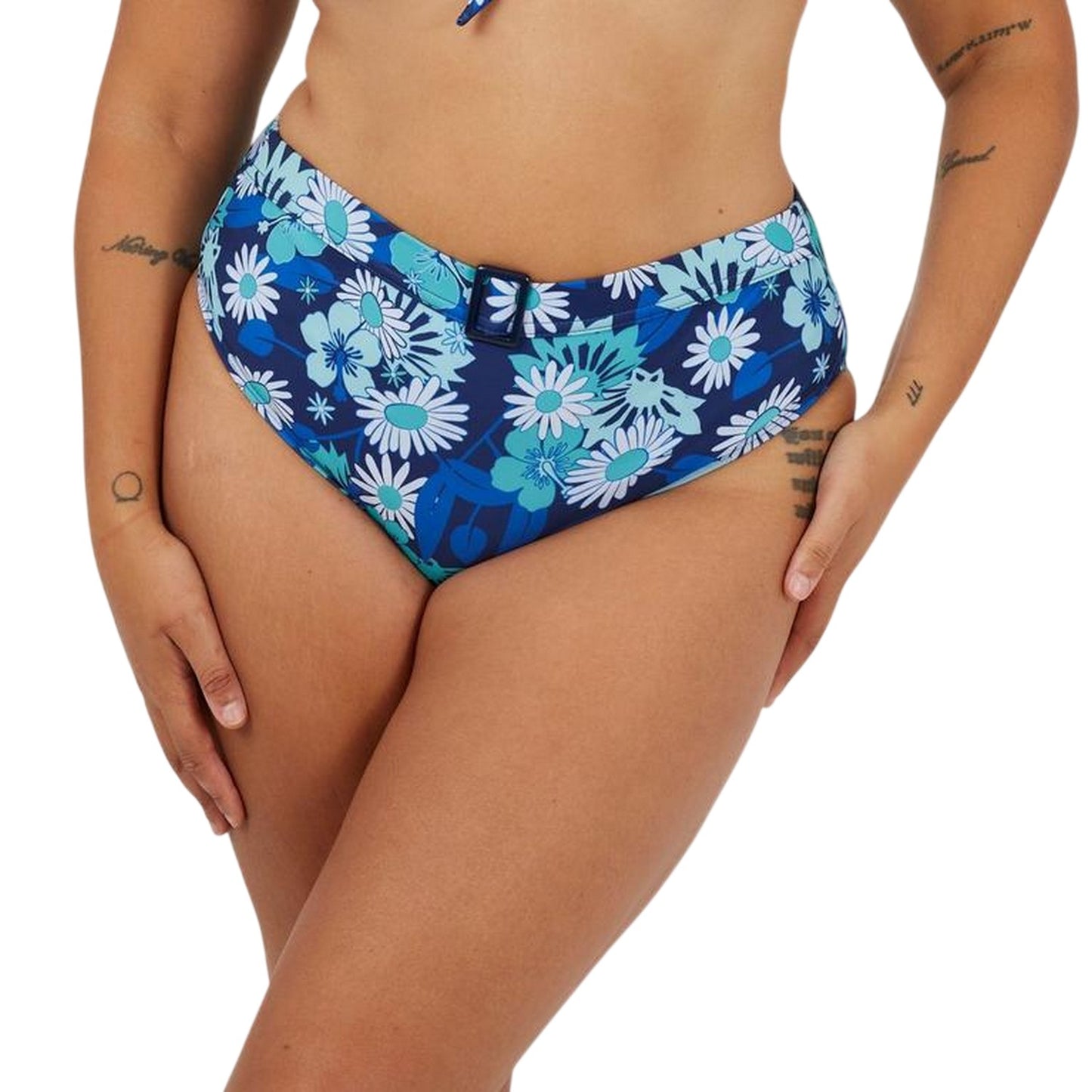 Blue - Front - Brave Soul Womens-Ladies All-Over Print High Waist Bikini Bottoms