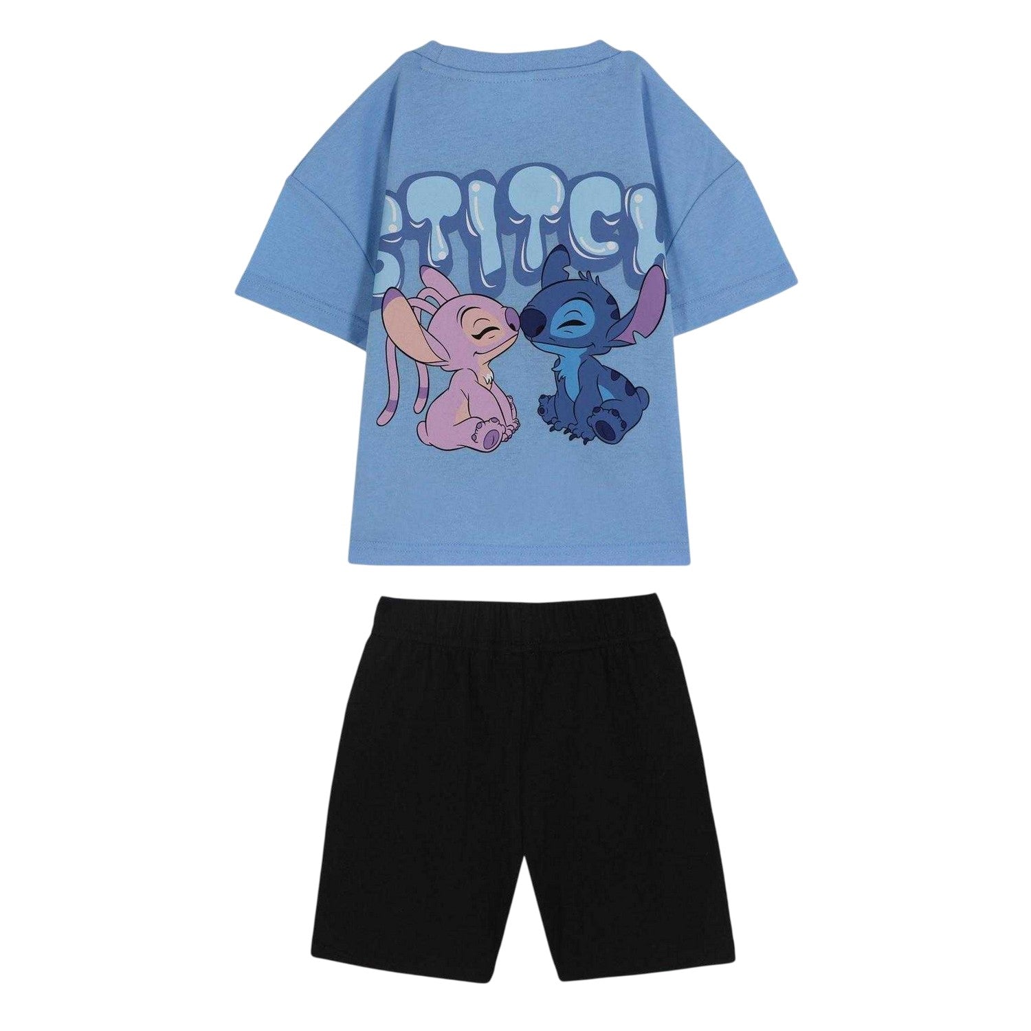 Black-Blue - Front - Lilo & Stitch Childrens-Kids Top & Bottom Set