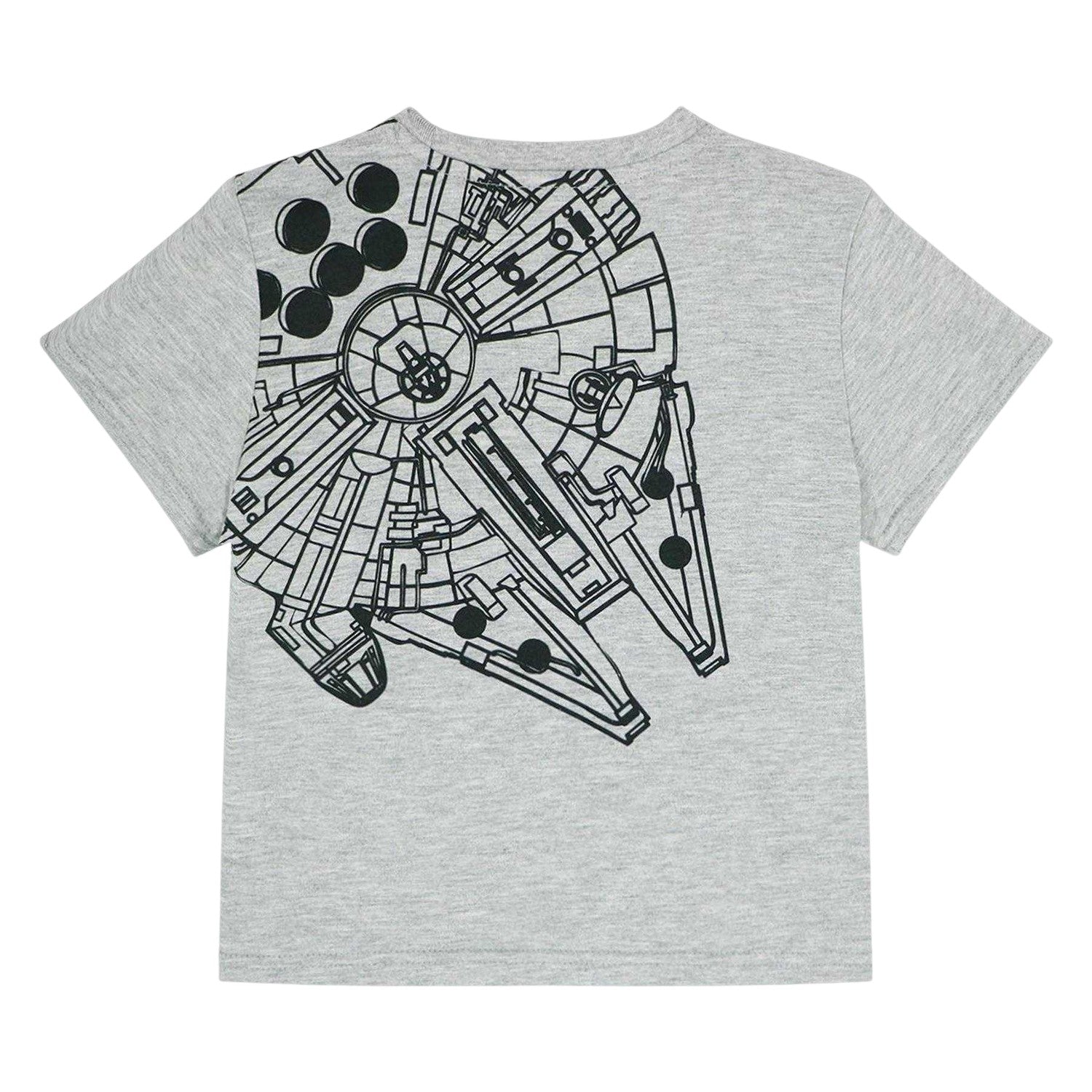 Grey-Black - Back - Star Wars Childrens-Kids Logo Printed Top & Bottom Set
