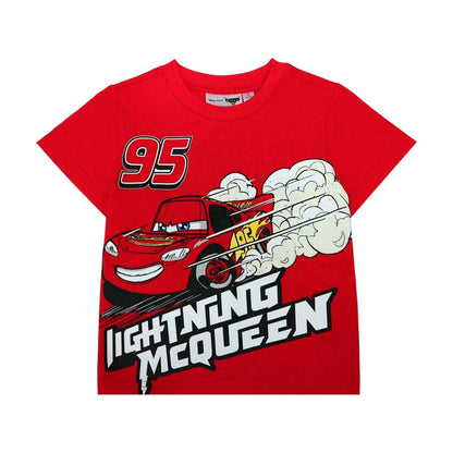 Red-Black - Side - Cars Childrens-Kids Printed Top & Bottom Set