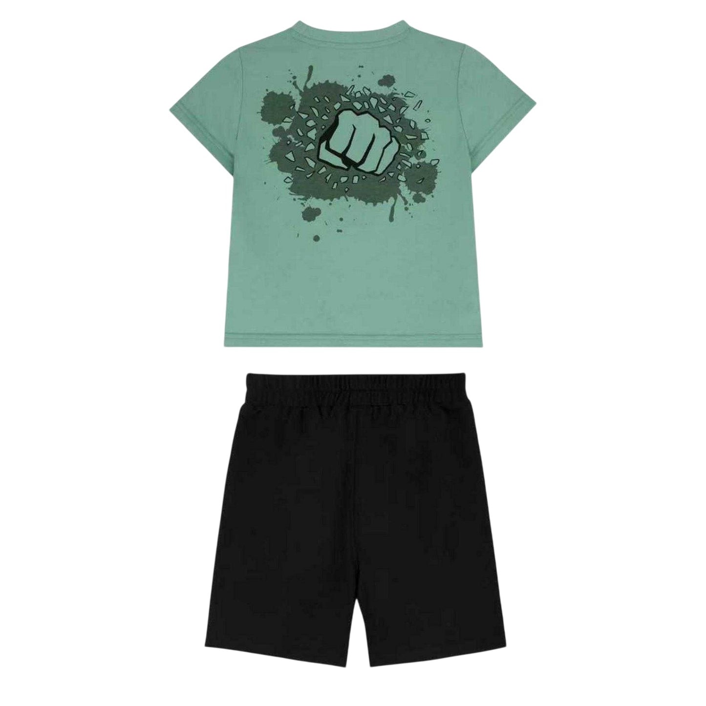 Green - Back - Hulk Childrens-Kids Logo Printed Top & Bottom Set