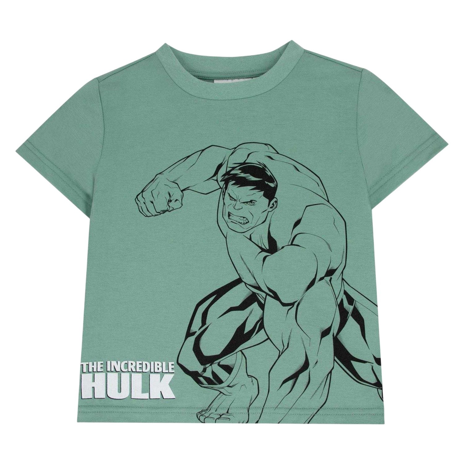 Green - Side - Hulk Childrens-Kids Logo Printed Top & Bottom Set