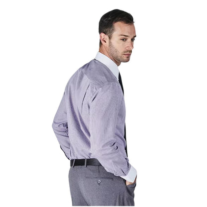 Purple - Back - Harvey & Jones Mens Striped Long-Sleeved Formal Shirt