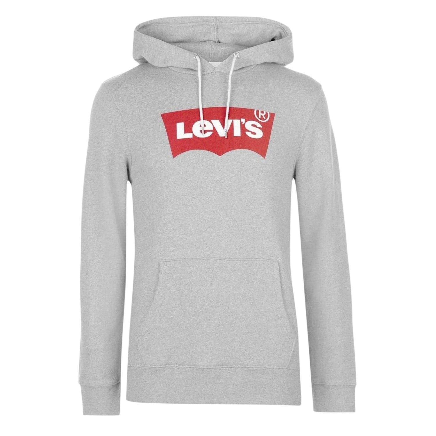 Grey - Front - Levis Mens Batwing Cotton Blend Kangaroo Pocket Hoodie
