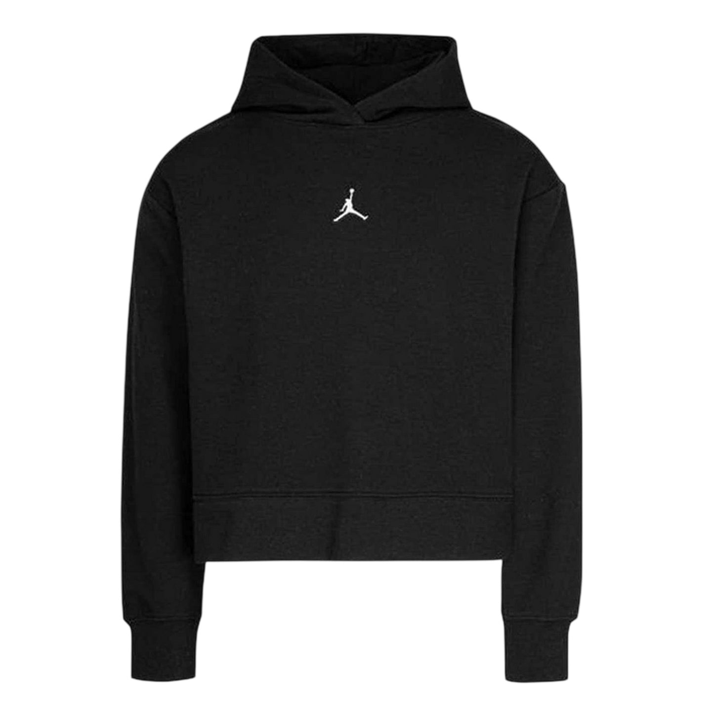 Black-White - Front - Nike Womens-Ladies Air Jordan Cropped Regular Long-Sleeved Crop Hoodie