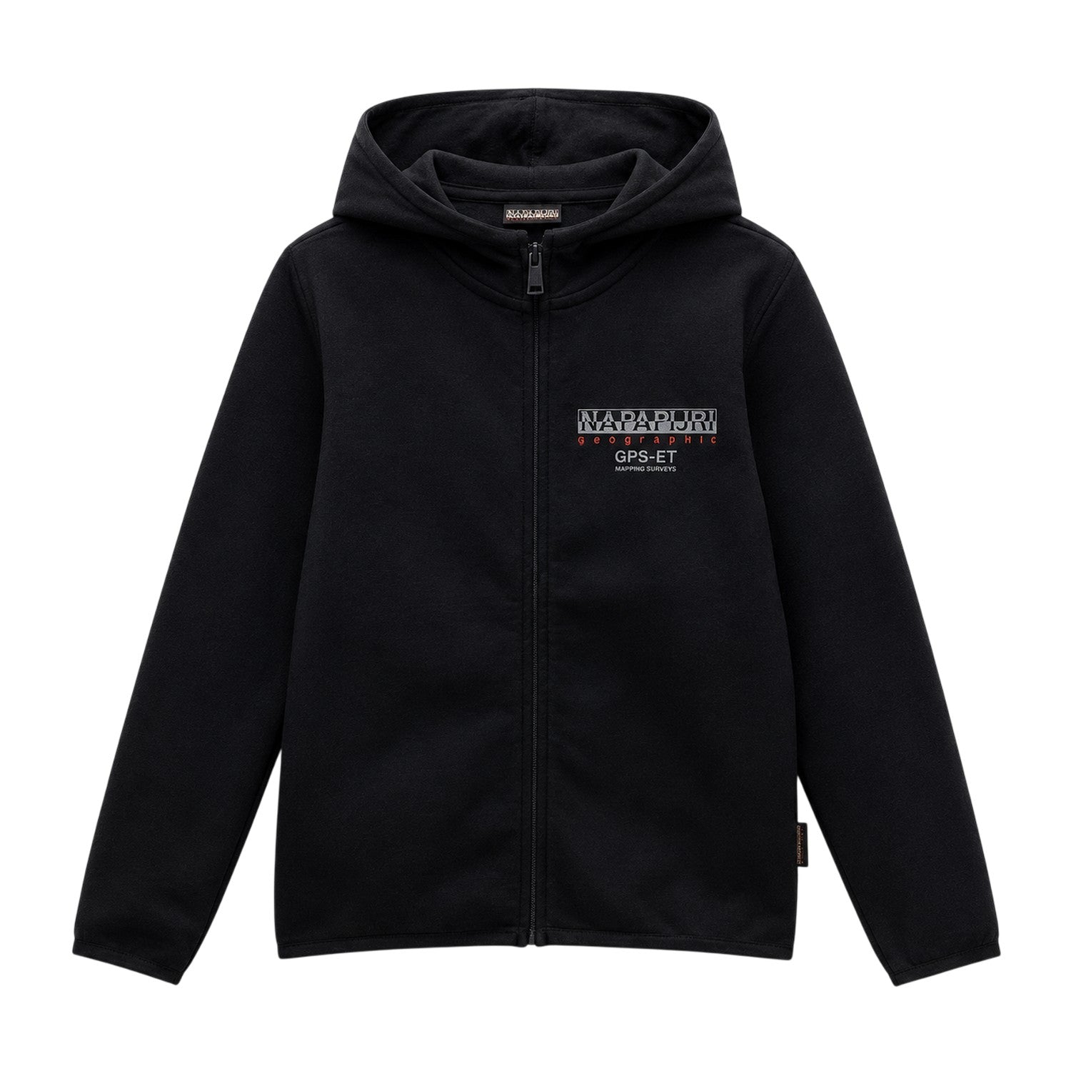 Black - Front - Napapijri Childrens-Kids Hooded Regular Sweatshirt