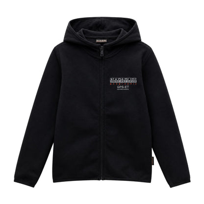 Black - Front - Napapijri Childrens-Kids Hooded Regular Sweatshirt
