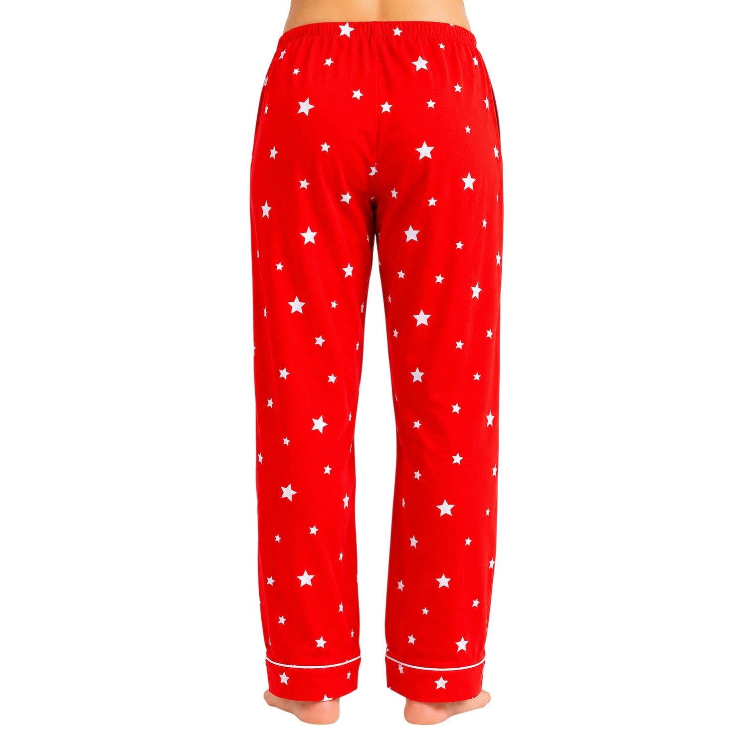 Red - Back - PJ Salvage Womens-Ladies Star Foil Print Pyjama Bottoms