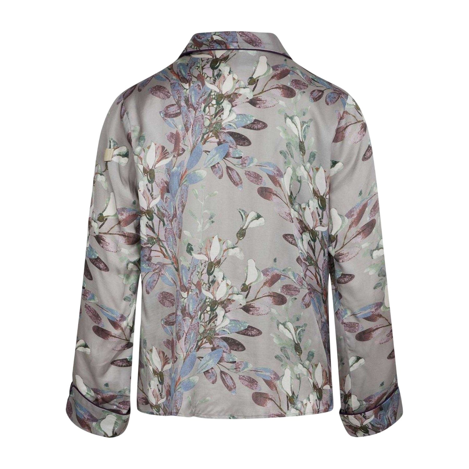 Opal Grey - Back - CCDK Copenhagen Womens-Ladies Josephine Leaf Print Pyjama Top