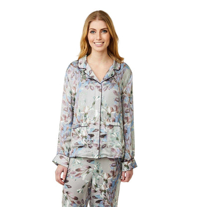 Opal Grey - Side - CCDK Copenhagen Womens-Ladies Josephine Leaf Print Pyjama Top