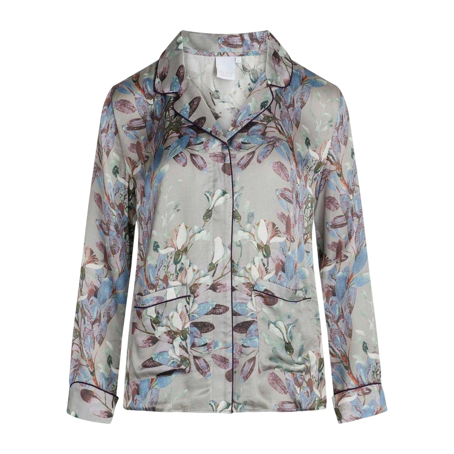Opal Grey - Front - CCDK Copenhagen Womens-Ladies Josephine Leaf Print Pyjama Top