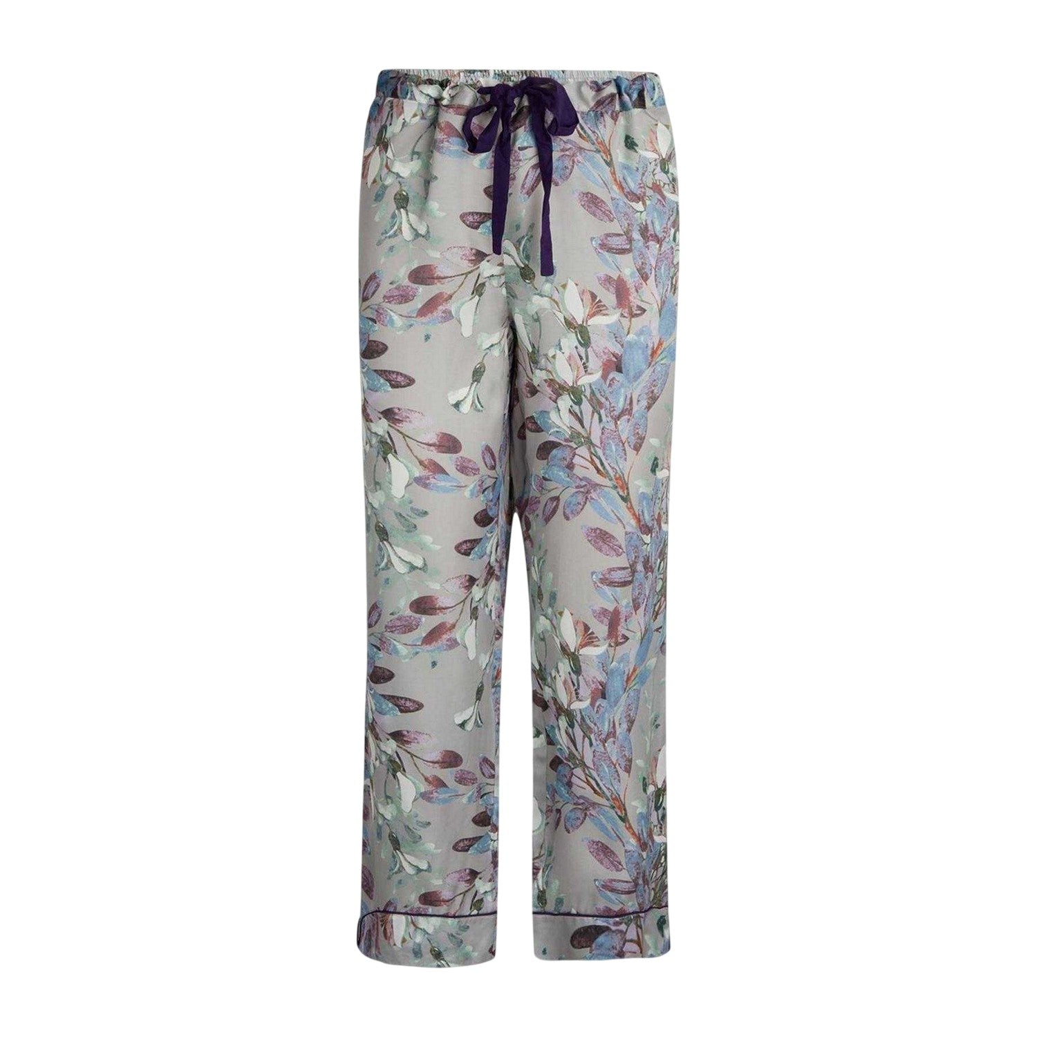 Opal Grey - Front - CCDK Copenhagen Womens-Ladies Janet Leaf Print Pyjama Bottoms