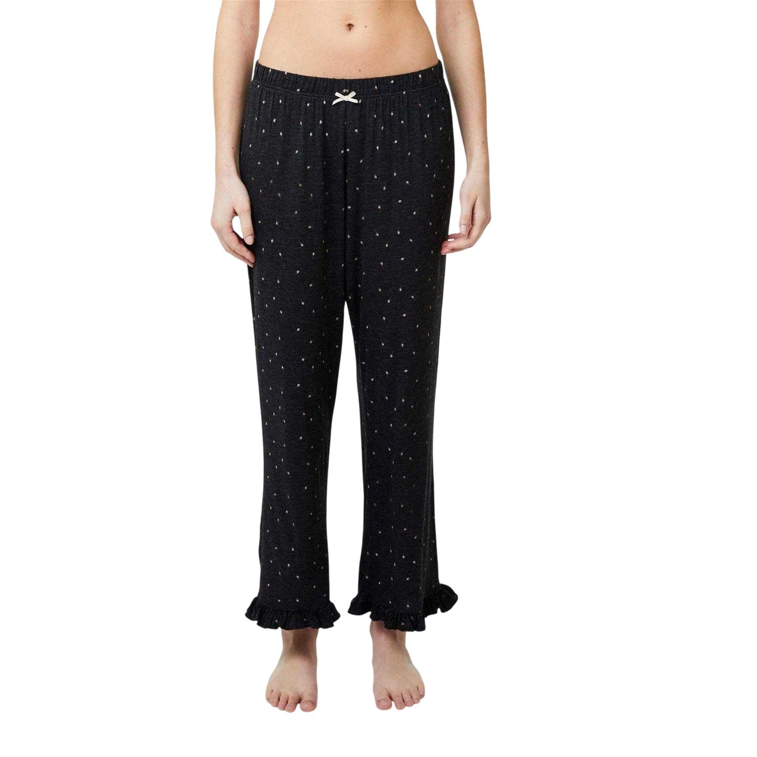 Dark Grey - Side - CCDK Copenhagen Womens-Ladies Jasmine Flower Relaxed Fit Pyjama Bottoms
