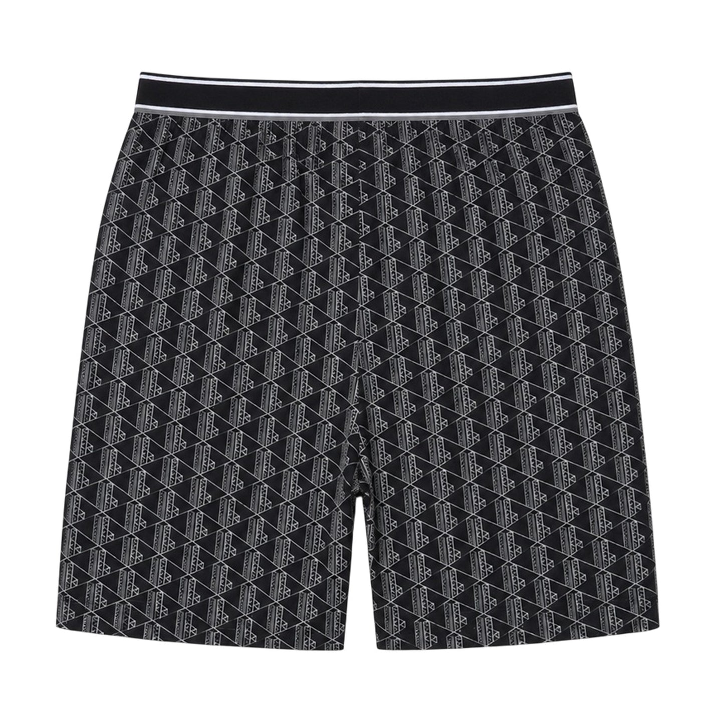 Black - Back - Lacoste Mens Crocodile Print Lounge Pyjama Shorts