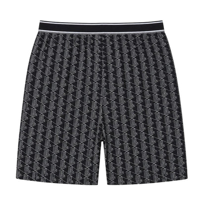 Black - Back - Lacoste Mens Crocodile Print Lounge Pyjama Shorts