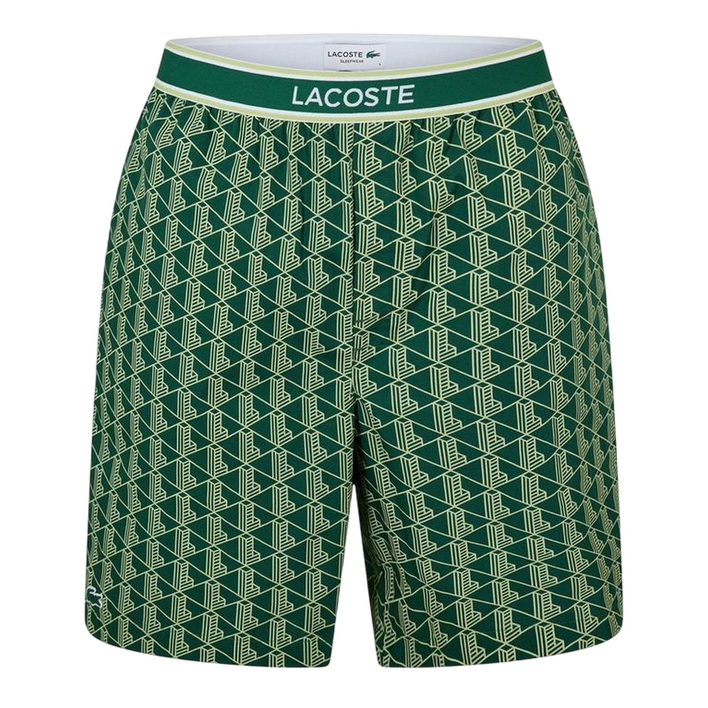 Green - Front - Lacoste Mens Crocodile Print Lounge Pyjama Shorts