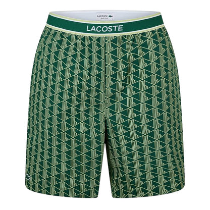 Green - Front - Lacoste Mens Crocodile Print Lounge Pyjama Shorts