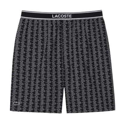 Black - Front - Lacoste Mens Crocodile Print Lounge Pyjama Shorts