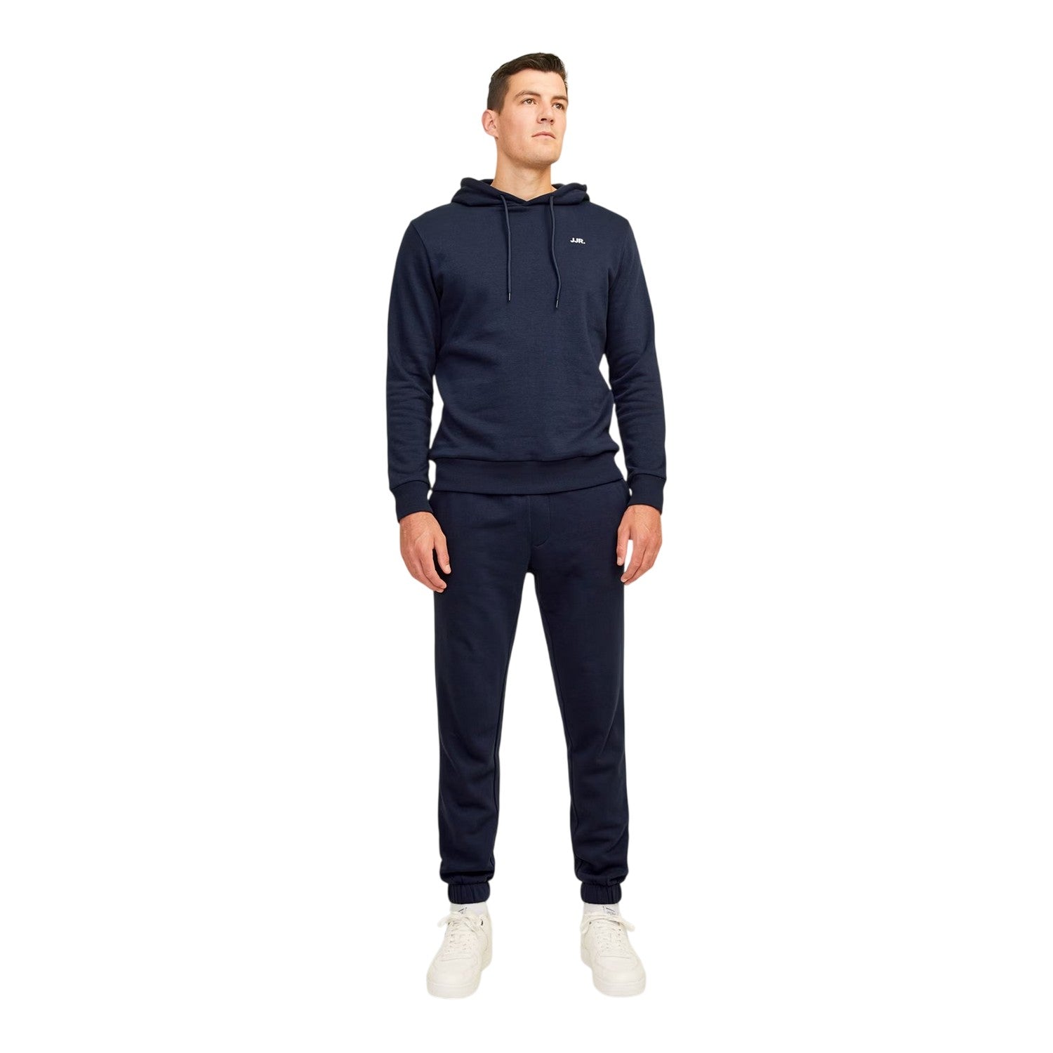 Navy - Side - JJ Rebel Mens Logo Regular Hoodie