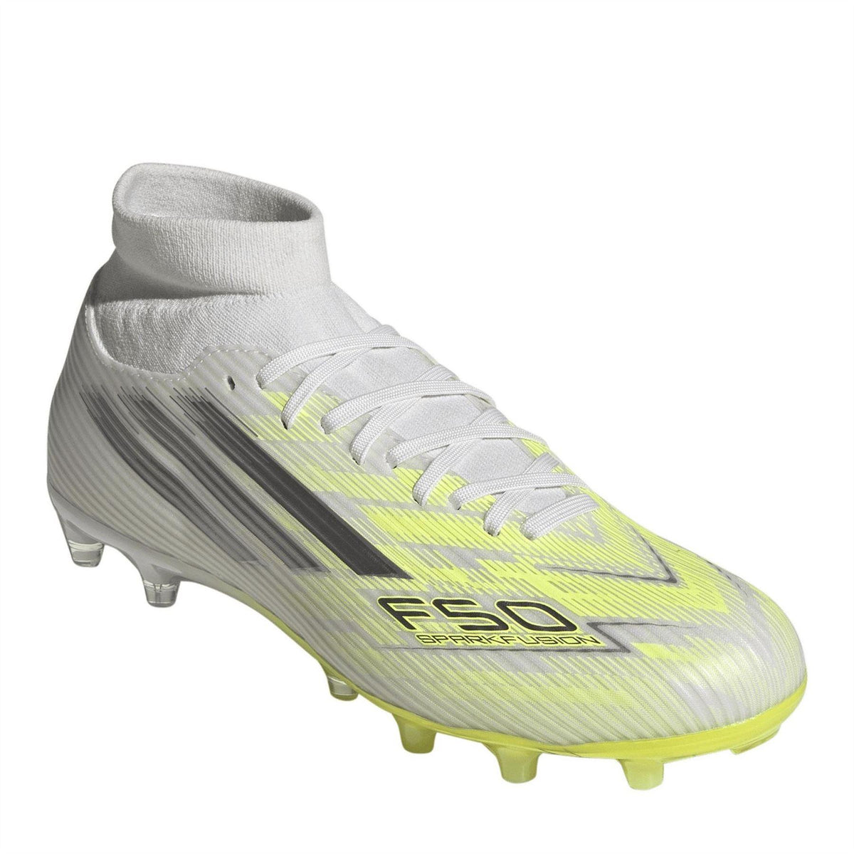 White - Side - Adidas Womens-Ladies F50 Striped Firm Ground Football Boots