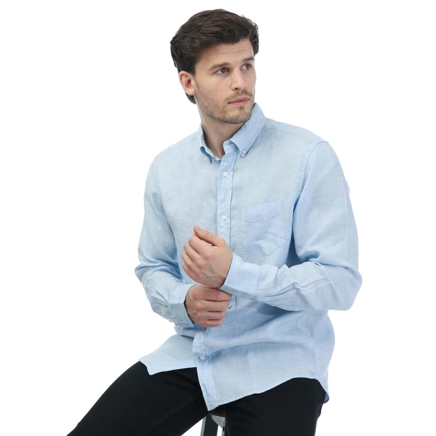 Blue - Lifestyle - Gant Mens Linen Regular Shirt