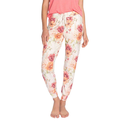 Beige - Front - PJ Salvage Womens-Ladies Jersey Floral Pyjama Bottoms