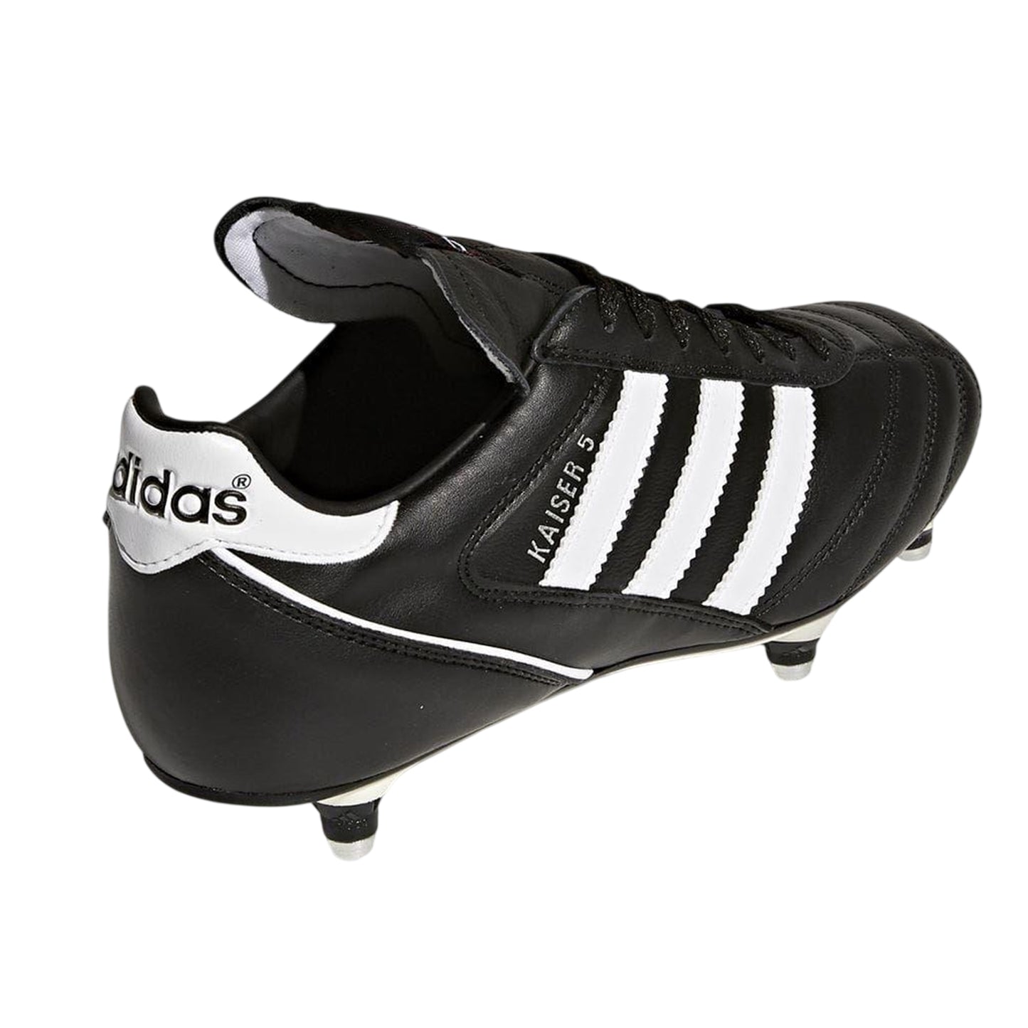 Black-White - Back - Adidas Mens Kaiser 5 Cup 3 Stripes Grain Leather Soft Ground Football Boots
