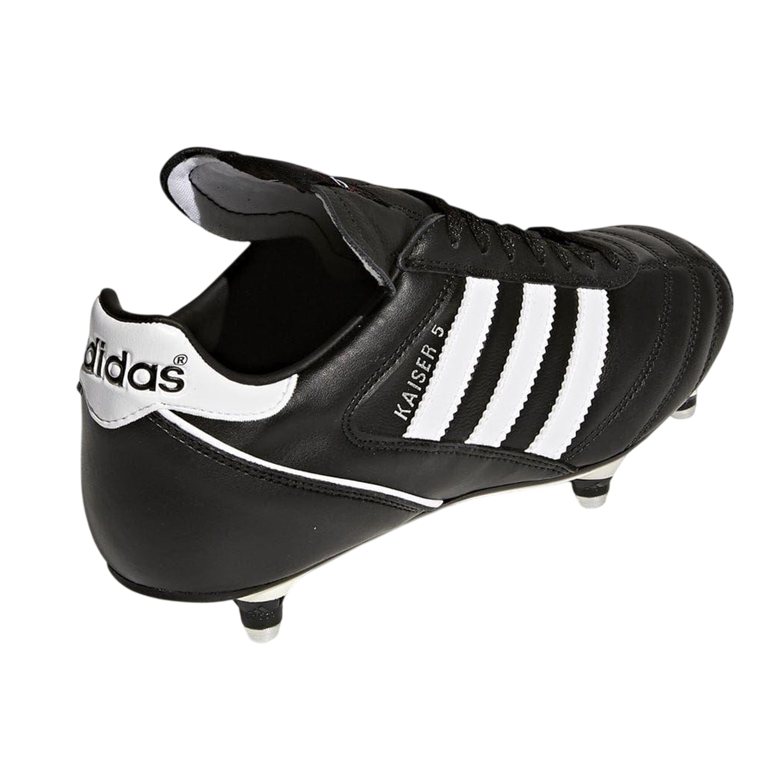 Black-White - Back - Adidas Mens Kaiser 5 Cup 3 Stripes Grain Leather Soft Ground Football Boots