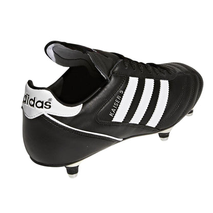 Black-White - Back - Adidas Mens Kaiser 5 Cup 3 Stripes Grain Leather Soft Ground Football Boots