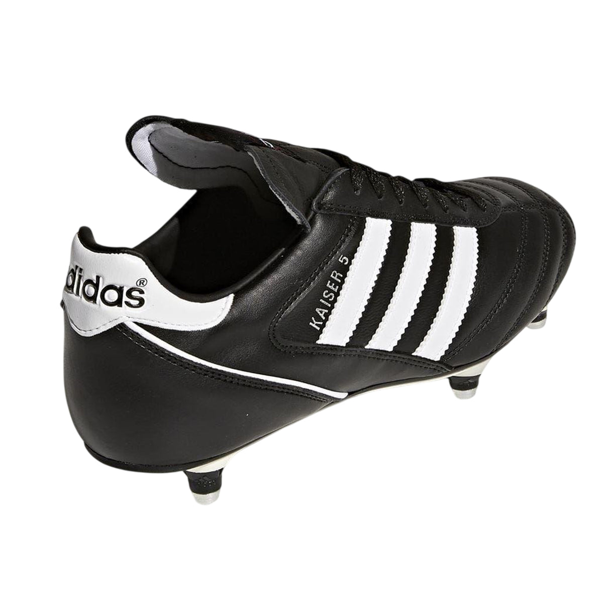 Black-White - Back - Adidas Mens Kaiser 5 Cup 3 Stripes Grain Leather Soft Ground Football Boots