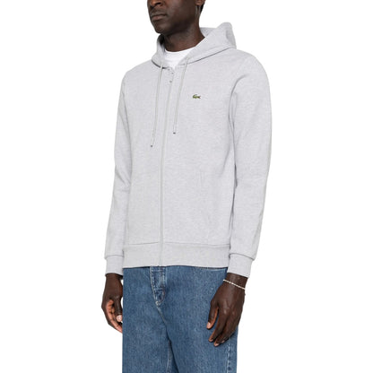 Silver Grey - Side - Lacoste Mens Logo Relaxed Fit Long-Sleeved Hoodie