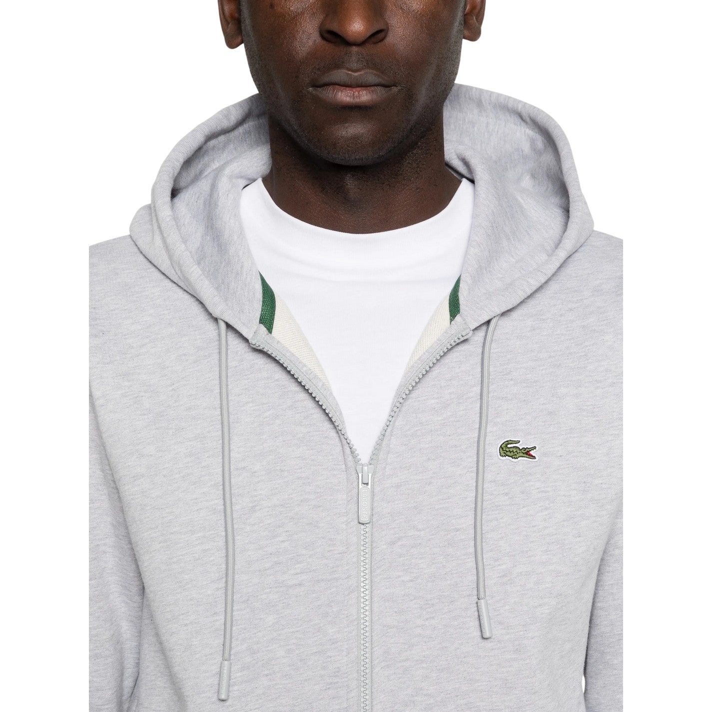 Silver Grey - Lifestyle - Lacoste Mens Logo Relaxed Fit Long-Sleeved Hoodie