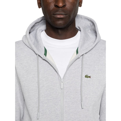 Silver Grey - Lifestyle - Lacoste Mens Logo Relaxed Fit Long-Sleeved Hoodie